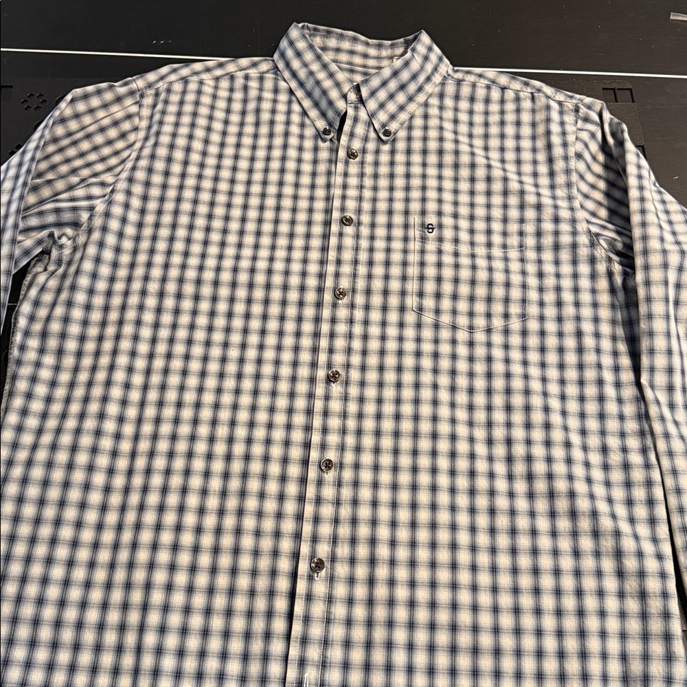Stetson Navy and White Plaid Men's button down shirt